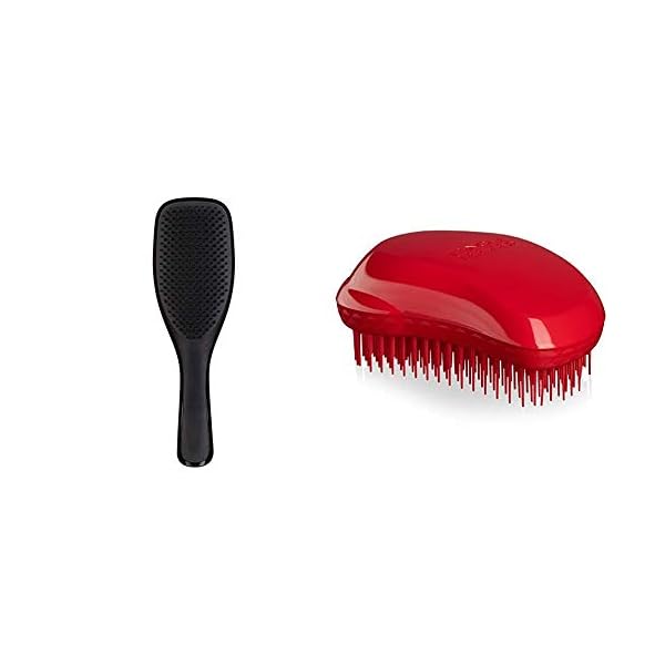 Tangle Teezer Wet Detangler Midnight Black, biegsamen Borsten und handlichem Griff & Thick und Curly Salsa Red, 1er Pack…