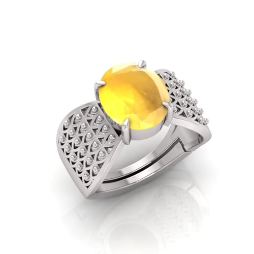 Saphir jaune naturel bague en argent anti-ternissement pour tous