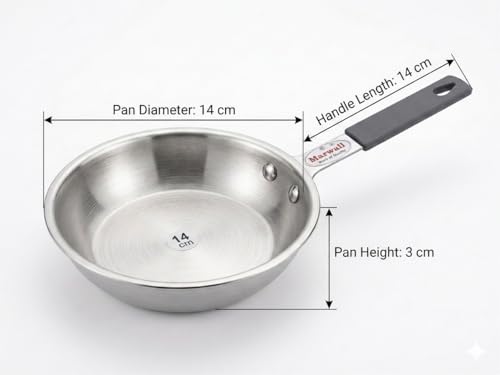 Image of Triply Stainless Steel Mini /Baby /Small Size | Induction Friendly | 2.5mm Thickness | Cool Touch Silicone Stainless Steel Handle (Silver, 350ml, Triply Stainless Steel)