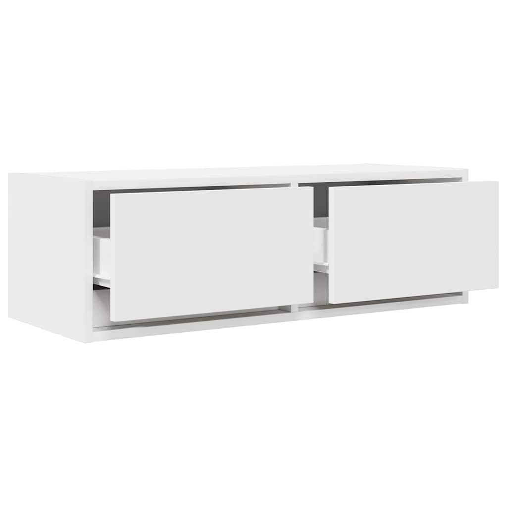 Mobile TV bianco in legno 80 x 31 x 25,5 cm con cassetti, sospeso, cassettiera per soggiorno, camera da letto, home theater, montaggio a parete, ripiano per tavolo TV e mobile basso