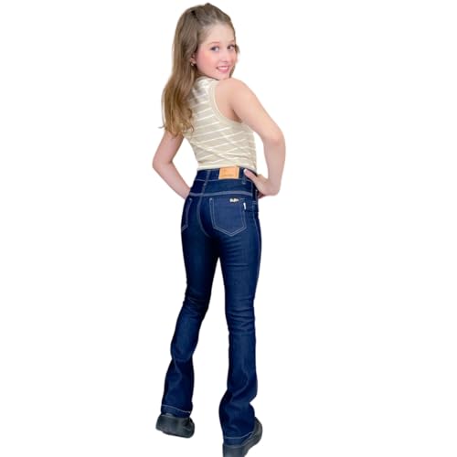 Kit 2 calças flare jeans feminina infantil juvenil para meninas (BR, Alfa, Único, 10, JEANS CLARO E