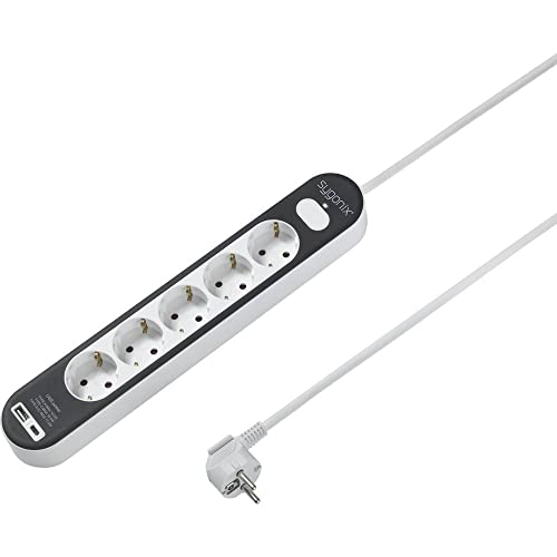 Sygonix SY-4755368 Steckdosenleiste mit Schalter Weiß, Grau Schutzkontakt 1 St.