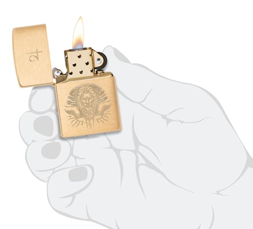 Mechero Zippo de latón pulido con grabado de Dios Júpiter 6
