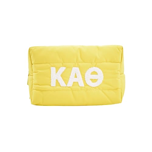 Sorority Shop Kappa Alpha Theta Makeup Bag - Puffer Style with Sorority Letters, Travel Cosmetic Bag with Zipper Closure, Perfect Kappa Alpha Theta Sorority Gifts for Women