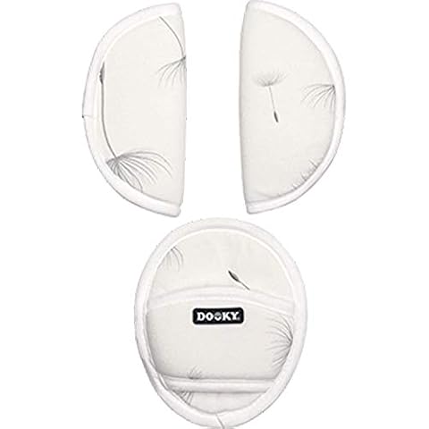Dooky Universal Pads Ochraniacze pasów bezpieczeństwa & Podkładki pod pasy do nosidełka dla niemowląt, wózka & fotelika samochodowego (wzór:grupa wiekowa 0+, dla większości marek), Biały