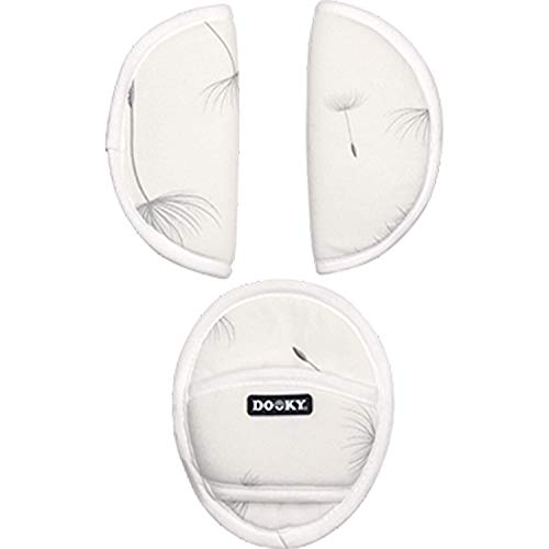Dooky Universal Pads Ochraniacze pasów bezpieczeństwa & Podkładki pod pasy do nosidełka dla niemowląt, wózka & fotelika samochodowego (wzór:grupa wiekowa 0+, dla większości marek), Biały