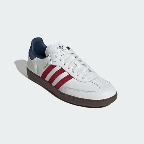 Image of adidas Samba OG Men's Shoes, Core White /Team Victory Red /Night Indigo, Size 8.5