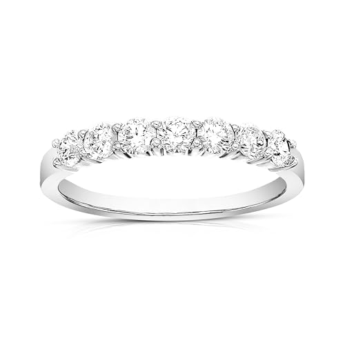 VIR JEWELS 1/2 carat (ctw) Diamond Wedding Anniversary Band for Women, Round Diamond Engagement Ring 14K White Gold Prong Set 0.50 cttw, Size 7