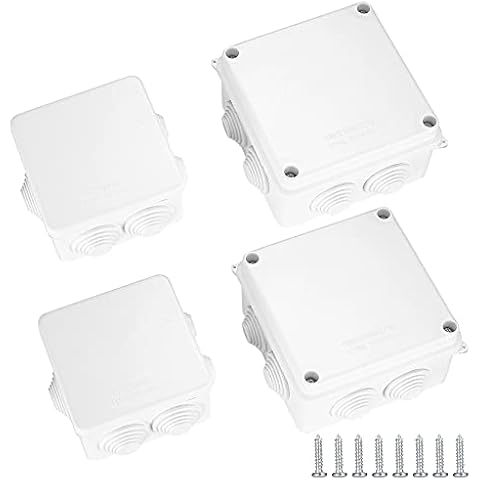 4 Pcs Waterproof Junction Box, IP65 IP55 Electrical Project Box Dustproof Weatherproof, ABS Outdoor Cable Enclosure Junction Box for Indoor Outdoor Electronics Cable - 100*100*70 mm/85*85*50 mm Cover
