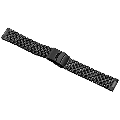 SINAIKE Super Brushed & Polished 3D Solid Silver Stainless Steel Watch Bracelet Band 20mm 22mm 24mm Security Double Deployment Buckle