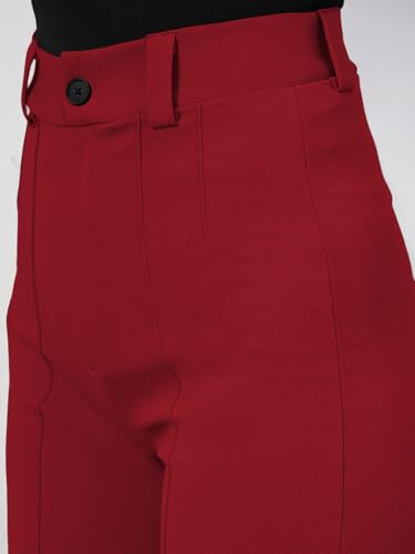 Image of Women's High Waist Formal Straight Fit Trousers Premium Stretch Office Pants Front Pleated Design Smart Workwear Bottom for Office, Casual & Business Wear