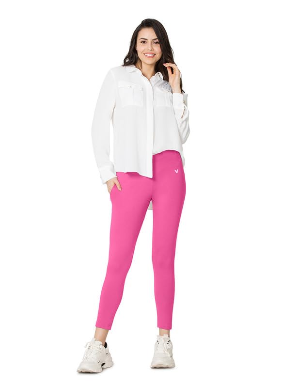 Image of VSTAR PL02 Women Ankle Length Stretchable Slim Fit Leggings with Secured Side Pocket | Moisture-Wicking | Soft Waistband & Cotton-Elastane Fabric