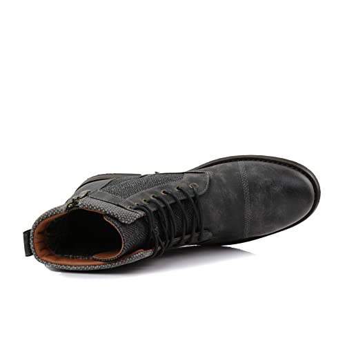 Image of Polar Fox Men's Military Style Combat Boot Collection | Men's Cap Toe Ankle Boots with Lace-Up & Side Zipper