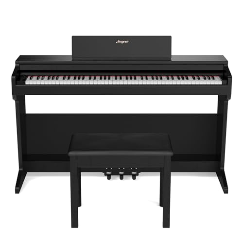 Digital Piano, Full Size 88 Key Weighted Hammer Professional Home Digital Piano, Stand Electric Piano for Beginner/Adults with Furniture Stand, Three Pedal, Power Supply, MIDI (With Stool)