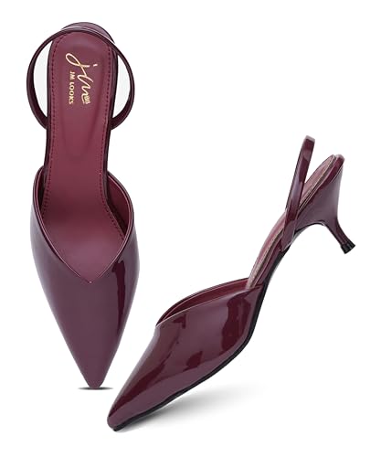Image of JM LOOKS Sophisticated Pointed Toe Kitten Heels With Elegant Slingback Straps For Professional And Evening Occasion Wear