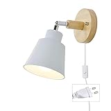 ❤ Wandleuchtenmaterial: Die Nachttischlampe hat ein Holzgehäuse und einen Aluminiumlampenschirm. Größe: Lampenschirm Durchmesser: 12cm. Durchmesser der Holzbasis: 10cm.