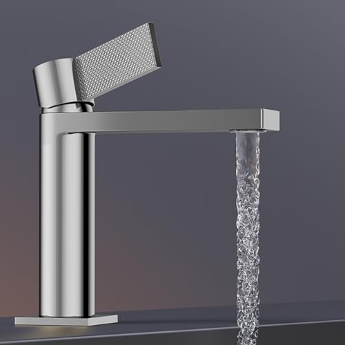 Mitigeur de lavabo de salle de bains or brossé robinet laiton monotrou haut chaud froid
