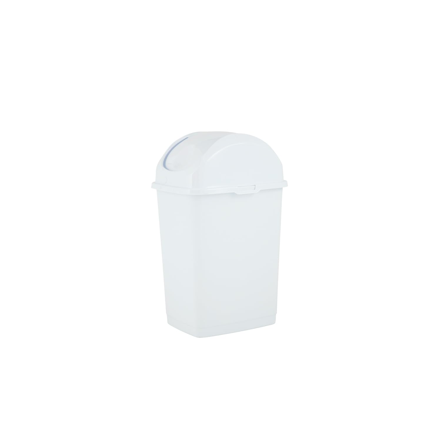 Superio Small 2.5 Gallon Plastic Trash Can with Swing Top Lid, Compact Slim Waste Bin for Under Desk, Office, Bedroom, Bathroom, Dorm Room, 10 Qt. Portable Garbage Can (White)
