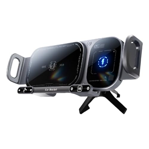 Soporte para teléfono móvil para coche - Soporte de válvula de aire inalámbrico para cargador de coche, protección de abrazadera automática con función de carga rápida de 15 W, smartphones con diseño