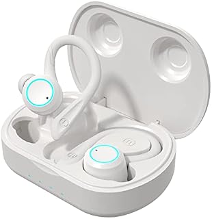 True Wireless Running Headphones for Running, APEKX Update 5.1 Auto Pairing Touch Control HiFi Stereo Sound Earbuds in-Ear Earphones Binaural Call Headset with Built-in Mic and Charging Case for White