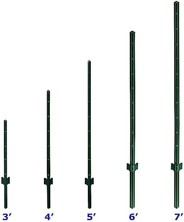 3 Feet Green, Pack of 5 Metal Fence Post, for 24 Inch High Garden Welded Wire Fence U-Channel Steel Garden Post