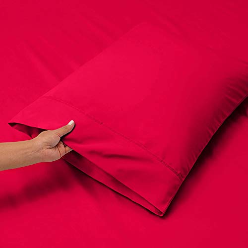 Image of Hot Pink Bedsheet with 4 Pillow Covers 400TC 100% Egyptian Cotton Premium 5 Piece Bedsheets Twin Size