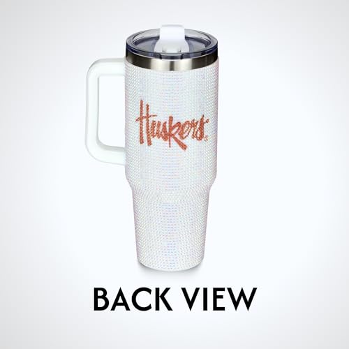 Image of The Memory Company Officially Licensed 40oz White Bling Game Day Tumbler, University of Nebraska, Lincoln