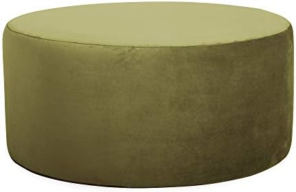 Howard Elliott Universal Round Ottoman with Cover, Multipurpose Padded Side table, Footstool & Seating Circular Ottoman Footrest for Living Room, Office and Bedroom, 36 Inch, Bella Moss