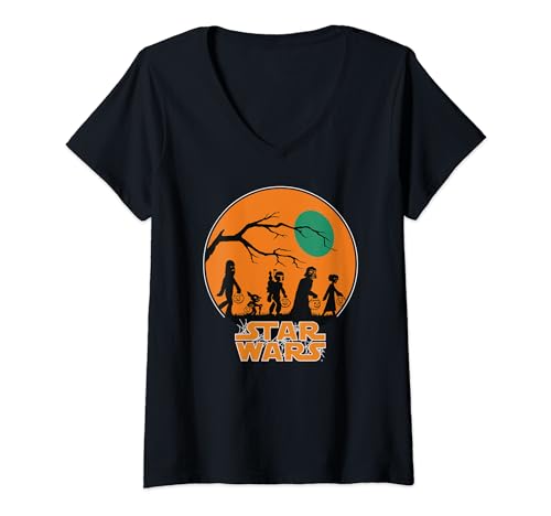 T-shirt Star Wars col V pour femmes imprimé personnages Halloween Trick or Treat