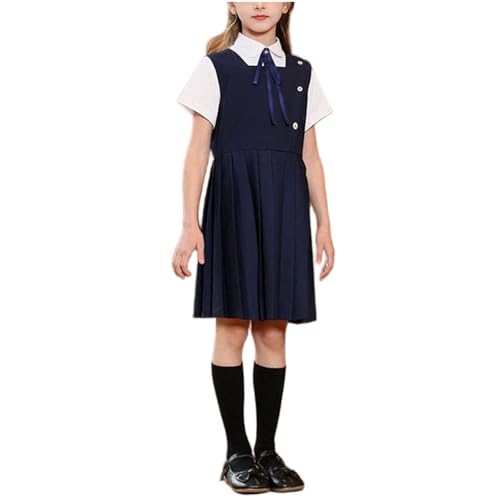 generic - Girls School Uniform Dress 3 Piece Outfit - White Shirt, Tie, and Pleated Jumper for Kids Ages 3-15 - Best Deal on Amazon
