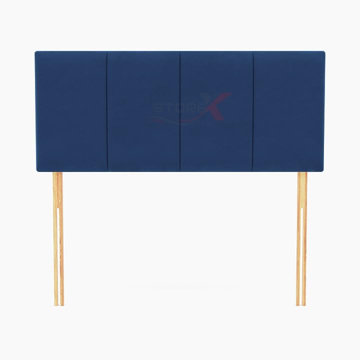 STOREX Plush Fabric Padded Lined Headboard For Devan Bed Bedroom Furniture Clasic Designs (Blue, 4Ft - 6 Inch Double)