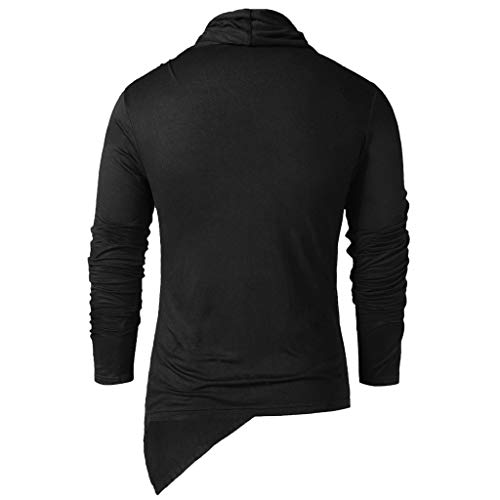 Mens Slim Fit Turtleneck Shirts Long Sleeve Retro Cowl Neck Gothic Shirts Casual Pirate Medieval Pullover3