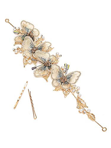 Image of YouBella Fashion Jewellery Butterfly Shape Hair Chain Hair Accessories for Girls and Women