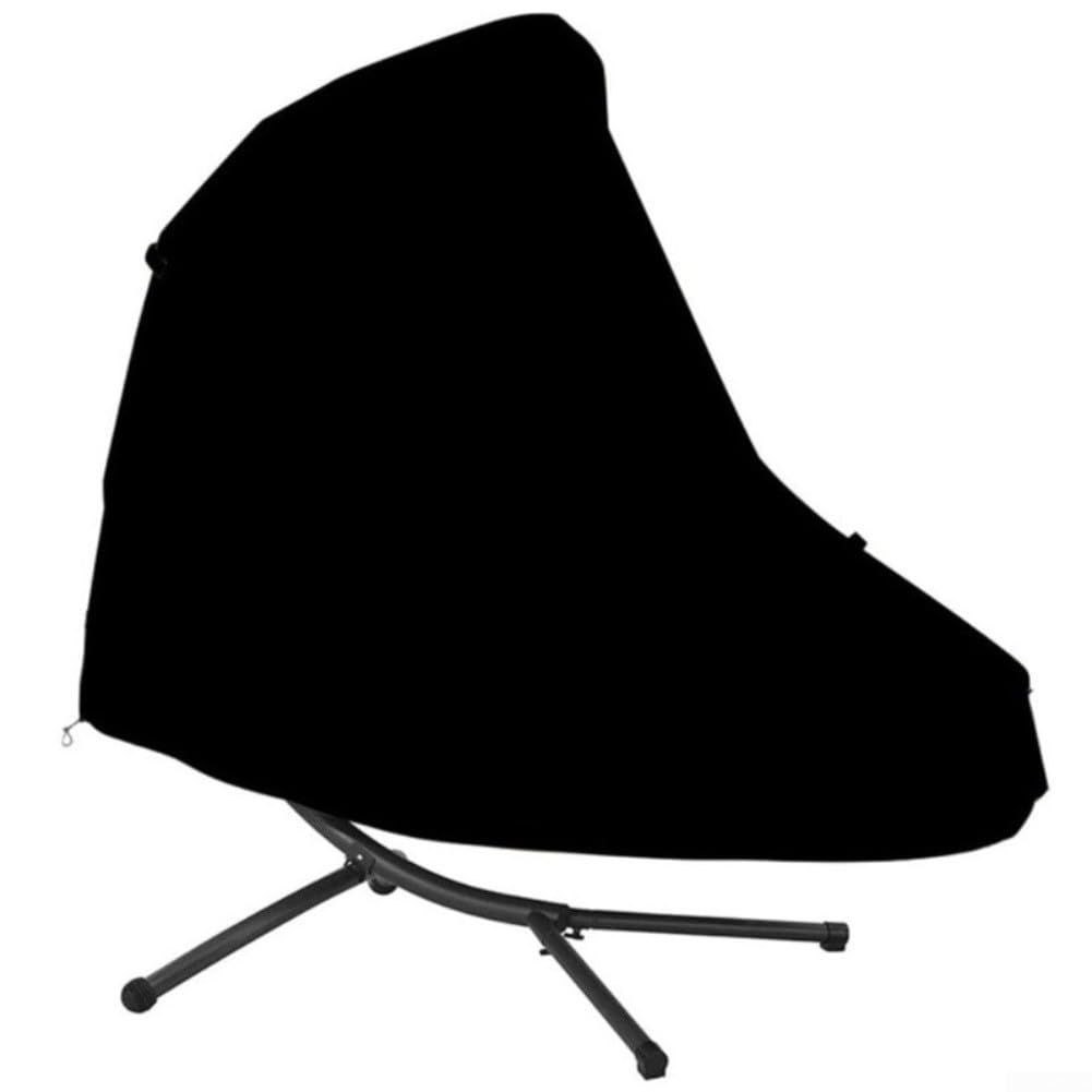 Minhe Black Patio Hanging Chaise Lounge Cover Waterproof 420D, 78X73x46 Inch Outdoor Curved Swing Chair Protector With Zipper And Buckles For Garden Furniture