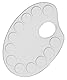 KREUL 4190 - Mischpalette aus Metall, ca. 18,5 x 12,5 cm, Alu Weiß lackiert, oval mit 12 Vertiefungen und Griffloch, für Acryl- und Aquarellmalerei und andere Wasserfarben