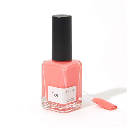 Sundays Non-Toxic Nail Polish, Glossy Shine Finish. No.09: Coral, Long Lasting, Vegan & Cruelty-Free, 1.7 oz