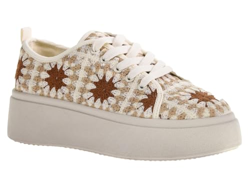 Dirty Laundry Women's Rambling Crochet Sneakers, Cream Multi, 7.5