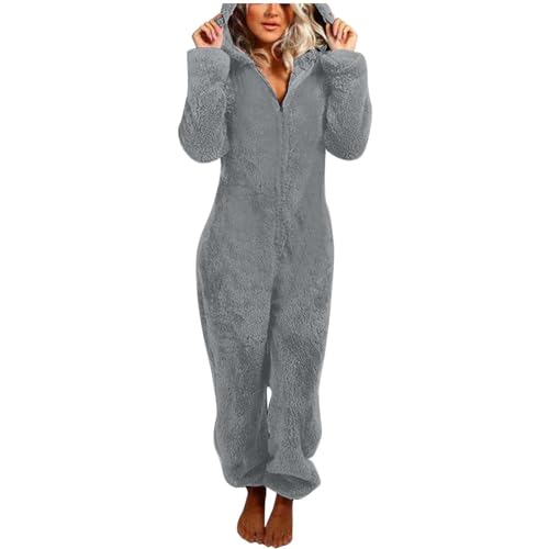 Generisch Pijama de forro polar para mujer, disfraz de animal con capucha, mono creativo, divertido mono de peluche, conjunto de pijama holgado, traje de cuerpo entero, de invierno, dibujos animados