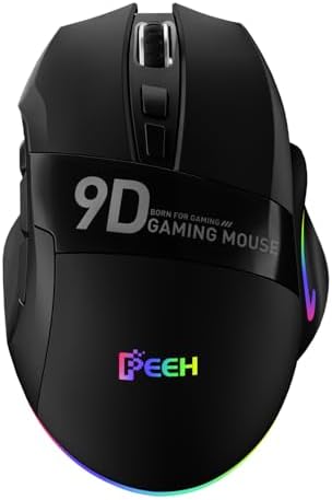 Wireless Gaming Mouse with Tri-Modes, 2.4G/ USB-C/BT 9 Programmab...