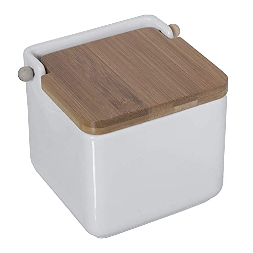 TIENDA EURASIA® Saleros de Cocina con Tapa Originales - Cerámica con Tapa - 12x12x12cm (Blanco)