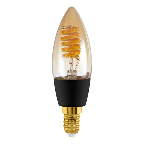 Eglo connect.z Smart Home Lampadina LED E14, C35, ZigBee, app e controllo vocale Alexa, dimmerabile, colore luce regolabile, bianca calda fredda, 320 lumen, 4,9 W, vintage, color ambra
