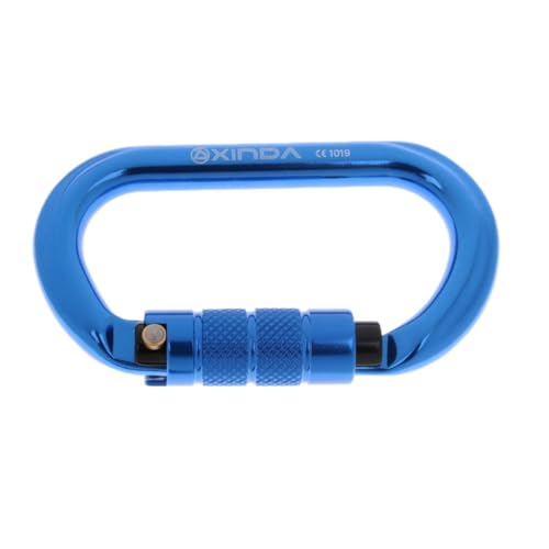 Folpus Mosquetón para Escalada Al Aire Libre Ovalado de 25KN con Mecanismo Automático en Aluminio Aeronáutico Adecuado para Rappel Senderismo, Azul