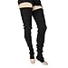 Super Long Cable Knit Leg Warmers (One Size, Black)