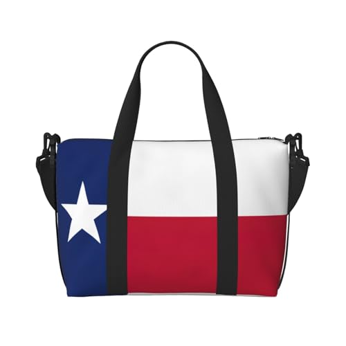 Flag of Texas print Gym Bag for Women,Carry on Weekender Overnight Duffle Bag,Personal Item Tote Bag