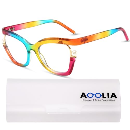AOOLIA Oversized Cat Eye Reading Glasses for Women, Retro Stylish Blue Light Blocking Reader, Anti-fatigue Computer Glasses