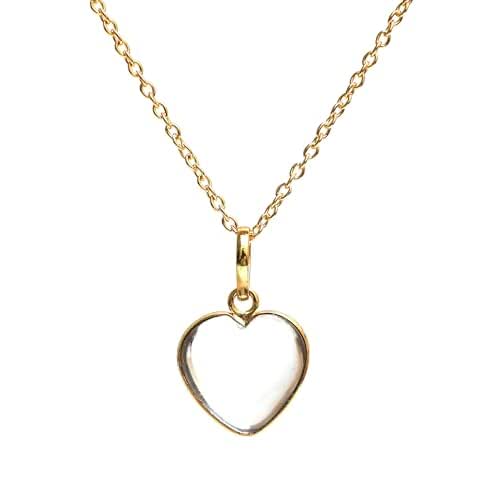 Gempires Natural Clear Quartz Puffy Heart Bezel Pendant