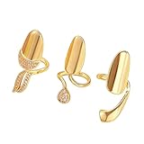 Tsophreniq De 3 elegantes anillos abiertos para nudillos con circonitas cúbicas, para uñas de moda, joyas, fiestas, One Size, como se describe, como se describe