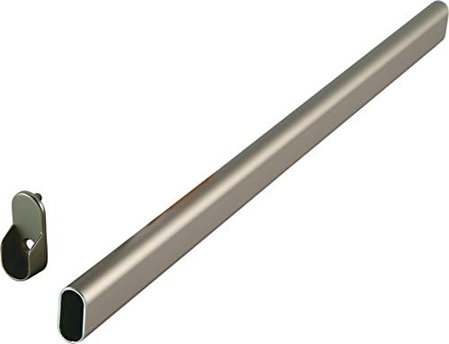 Top Shelf Hardware Oval Closet Rod with End Supports (Satin Nickel, 48" Wide Space)