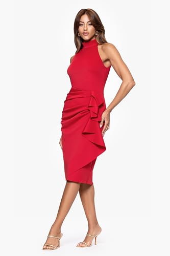 Image of Xscape Womens Long One Shoulder Sleeveless Stretch Scuba Crepe Sheath Gown