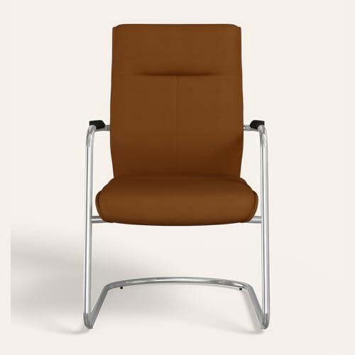 Image of Interio by Godrej La Sede Visitor Leather Executive Chair Dark Tan